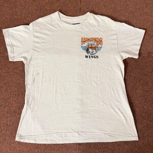 Hooters Wings Ripple Junction Mens Graphic Shirt Cream Large Aviation Owl Pilot